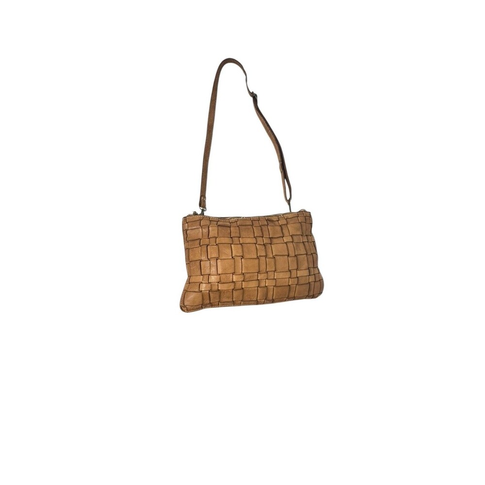 Costanza Rota Woven Crossbody Bag Brown Leather Made In Italy Handbag Purse